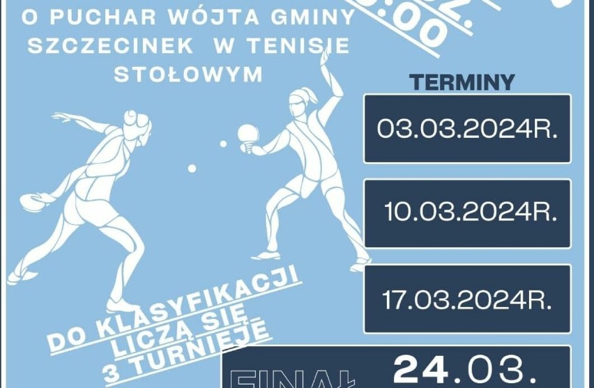 Rusza I Grand Prix w  Tenisie Stołowym o  Puchar Wójta Gminy Szczecinek