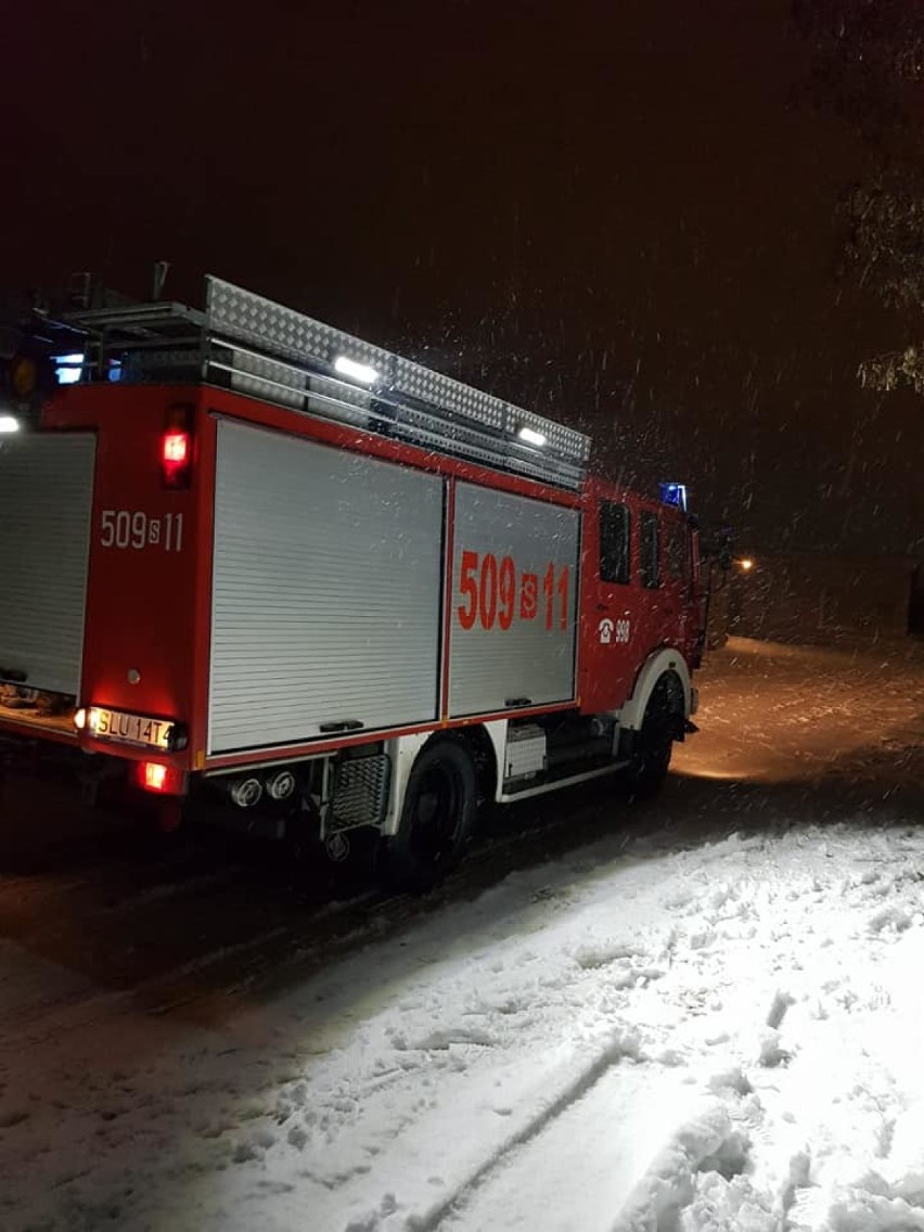Pożar sadzy na ul. Dworcowej w Herbach 8 stycznia 2019.
