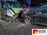 Czołowe zderzenie dwóch samochodów w gminie Błaszki. Jak doszło do wypadku? ZDJĘCIA