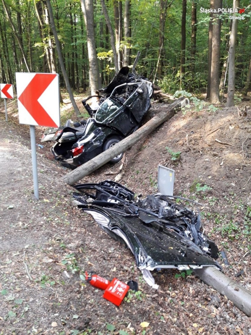 Tragiczny wypadek pod Gliwicami, w Rachowicach. Zginął kierowca bmw