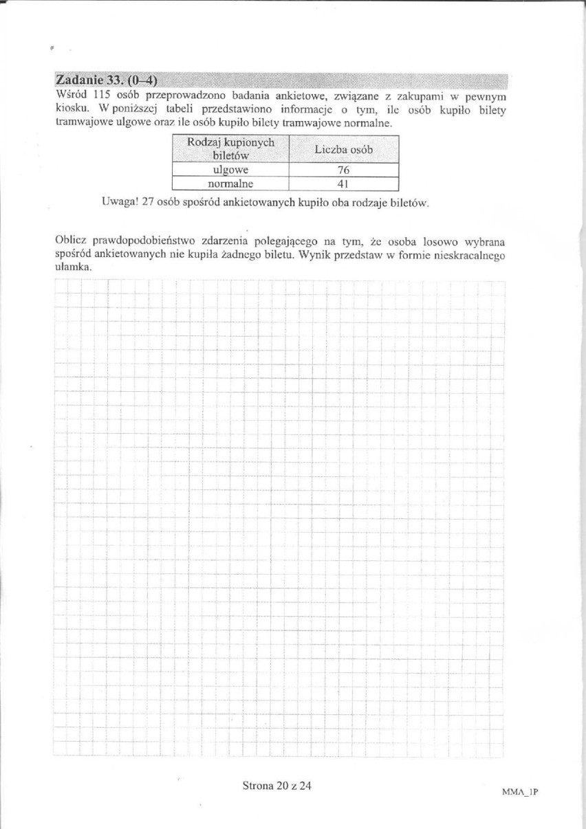 Matura matematyka arkusz poziom podstawowy - liceum