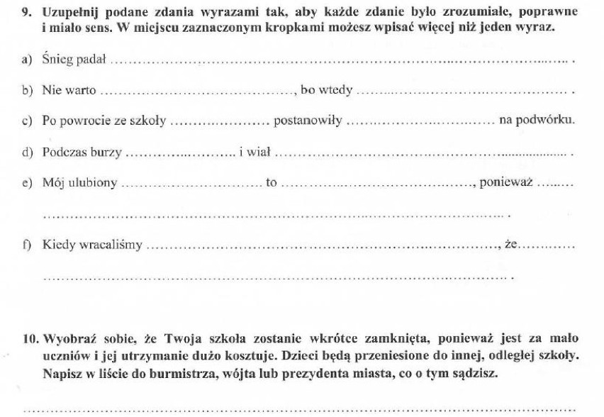 SPRAWDZIAN 3-KLASISTY 2014 z OPERONEM: ODPOWIEDZI (j....