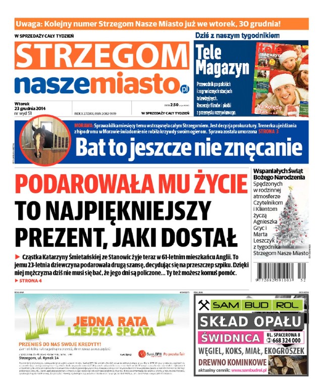 Okładka najnowszego numeru tygodnika Strzegom Nasze Miasto