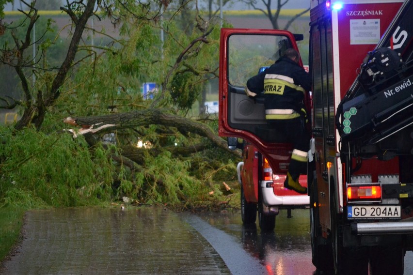 Ulewa na Kociewiu: Przewrócone drzewo, zalany szpital, wypadek drogowy. ZDJĘCIA