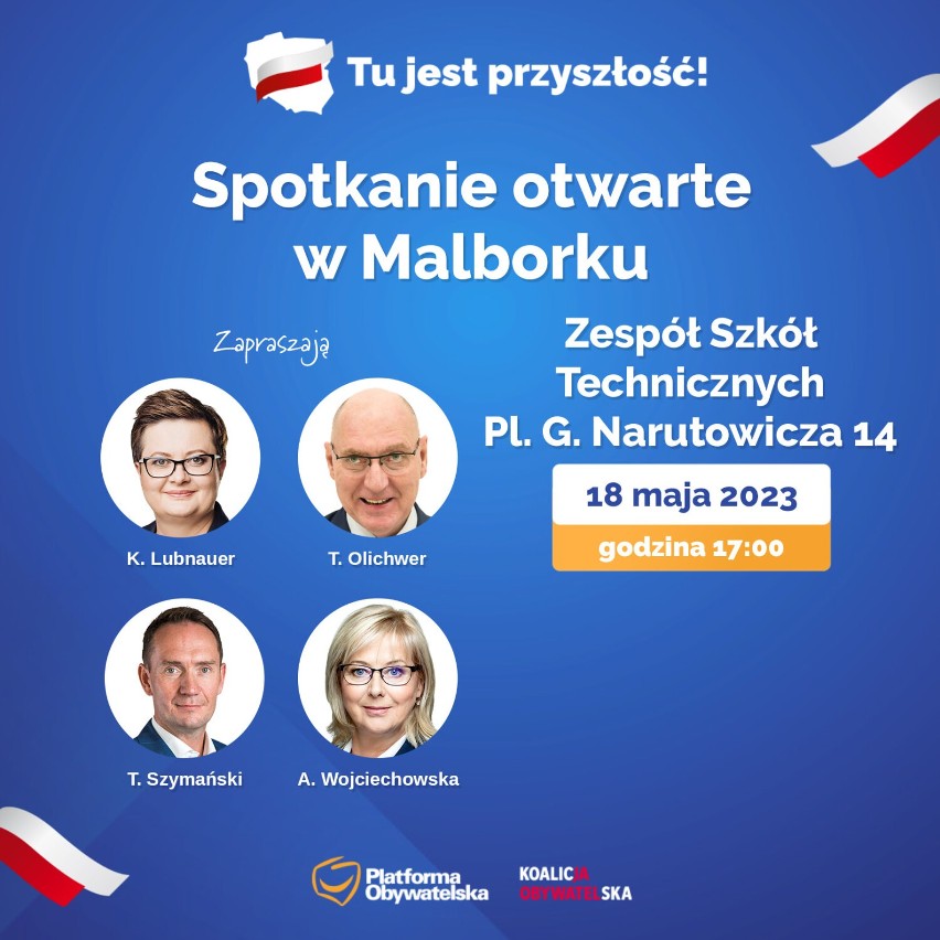 Politycy Koalicji Obywatelskiej będą rozmawiać z mieszkańcami w Starym Polu i Malborku. Spotkania są otwarte dla wszystkich