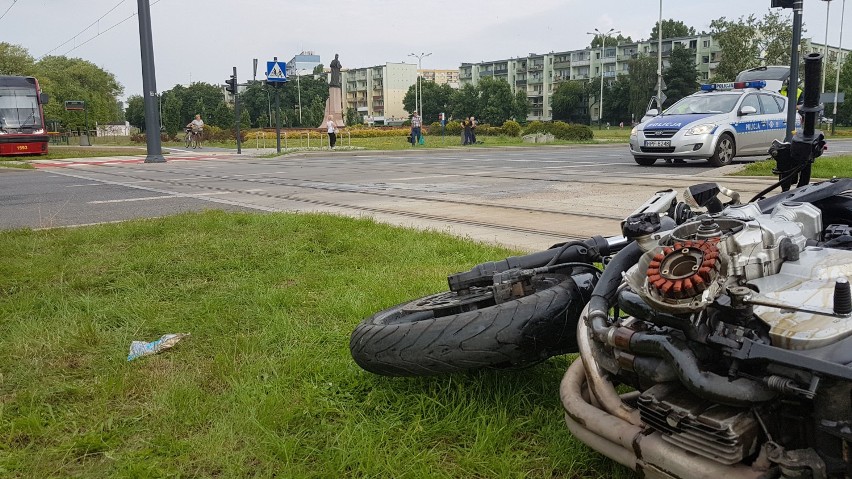 Wypadek motocyklisty na Retkini