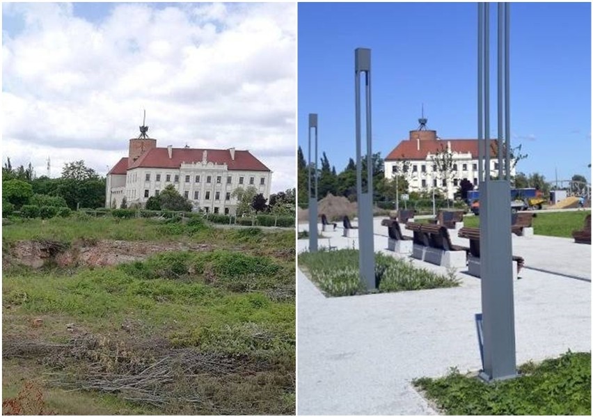 Widok na zamek dawniej i obecnie