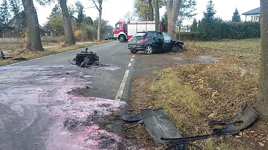 Wypadek w Turznie. 57-latka zjechała z drogi i uderzyła w...