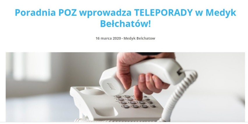 Bełchatów, Koronawirus. Lekarze udzielają teleporad dla pacjentów