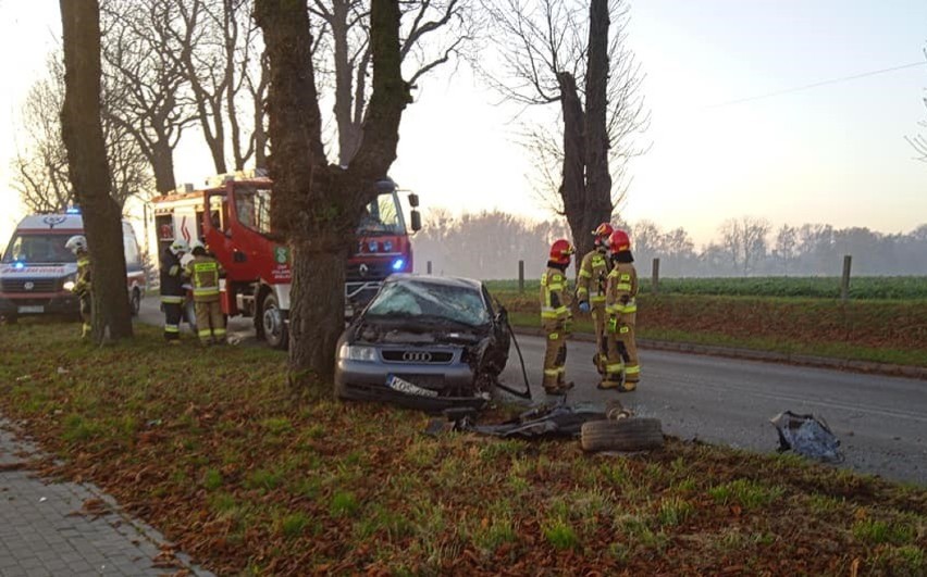 Poranny wypadek na ul. Kasztanowej w Polance Wielkiej.