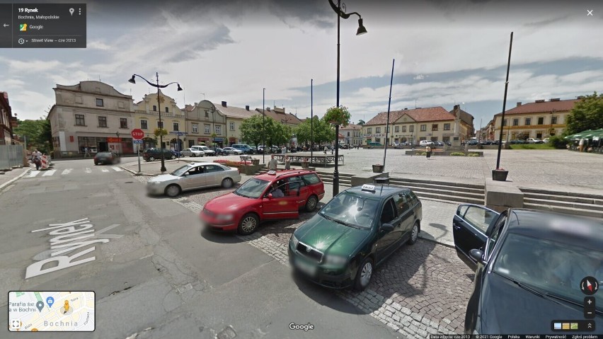 Rynek w Bochni sprzed przebudowy na zdjęciach Google Street...