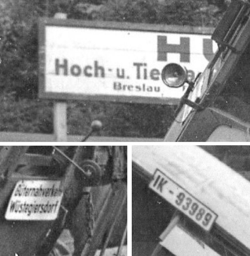 Zbliżenia napisów... Huta Hoch – und Tiefbau AG, Breslau;...