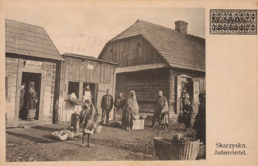 1917 , Fragment "dzielnicy" żydowskiej w Skarżysku.