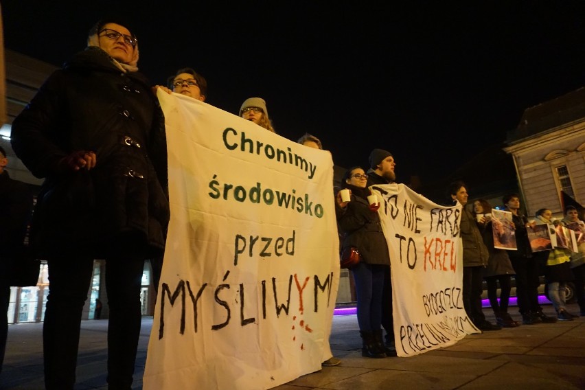 "Lasy wolne od myśliwych!". Bydgoszczanie protestowali przeciwko nowelizacji ustawy łowieckiej [zdjęcia, wideo]