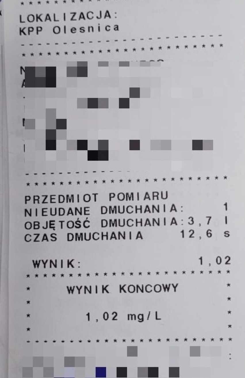 Dobroszyce. Jechał na "podwójnym gazie" i uderzył w znak. Nie miał uprawnień do kierowania pojazdem!