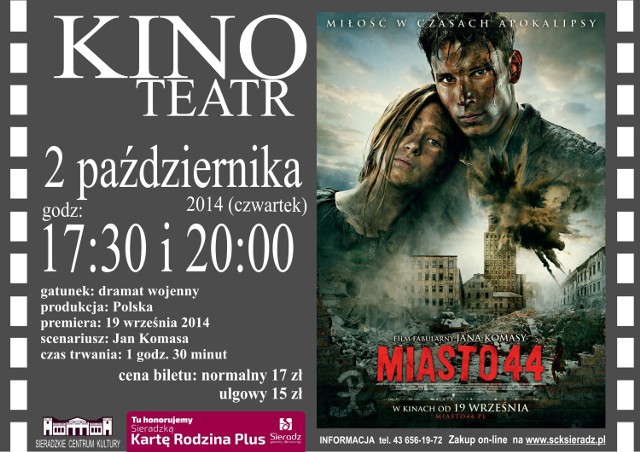 Czwartkowe kino w Sieradzu. 2 października na ekran wraca Miasto 44