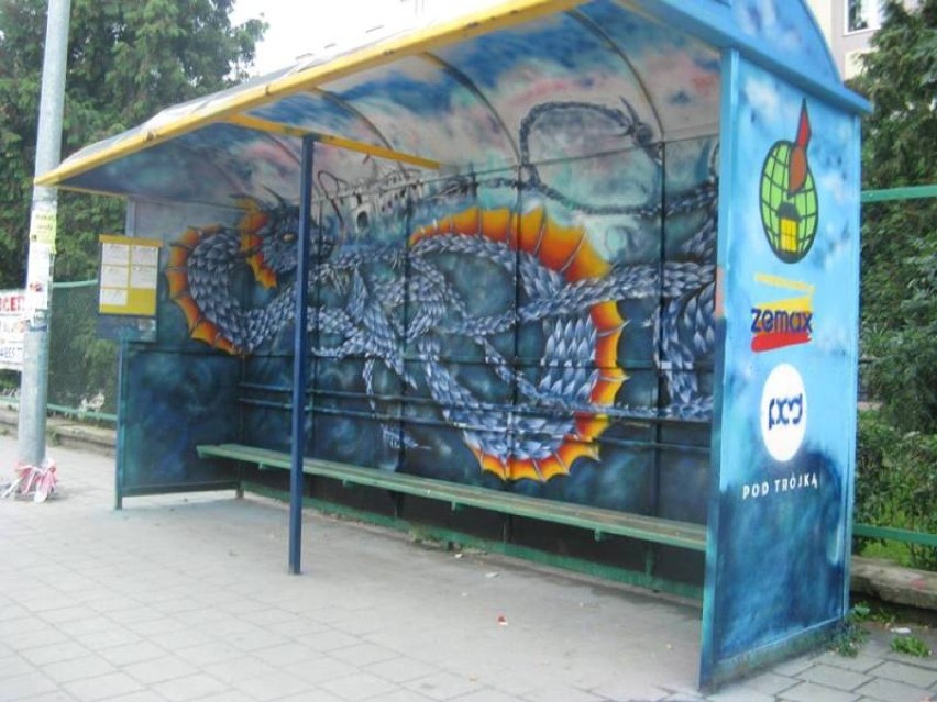 Graffiti - malowanie przystanków w Kielcach
