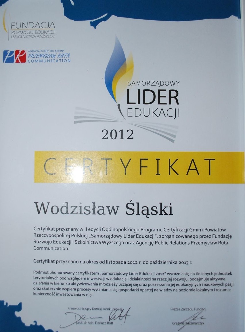 KRÓTKO: Wodzisław nagrodzony za wkład w edukację