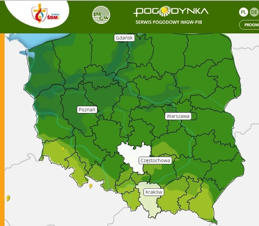 Jaka pogoda na 27-28 lipca podczas wizyty Franciszka w Częstochowie [PROGNOZA]