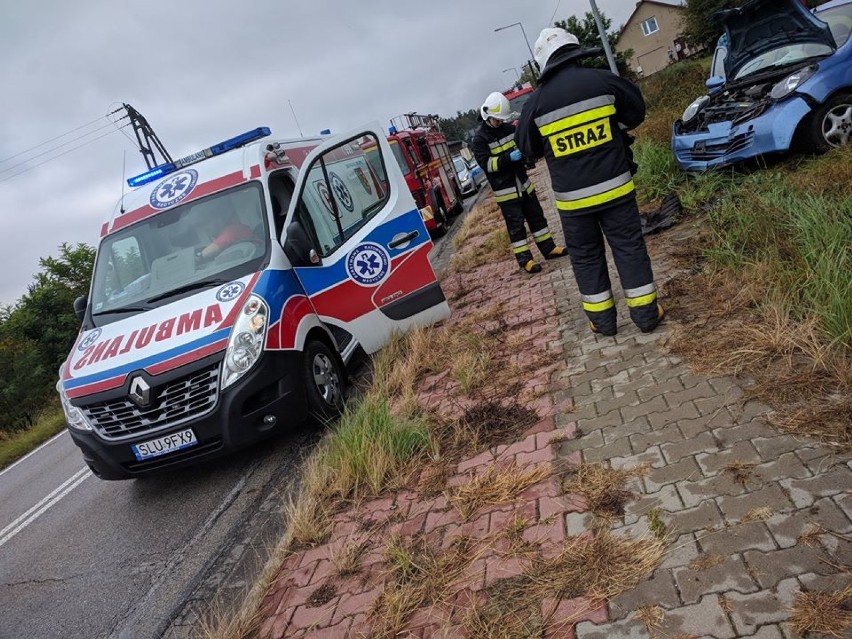 Wypadek na drodze wojewódzkiej nr 905 w Olszynie. Osobówka wypadła z trasy i wjechała do rowu [ZDJĘCIA]