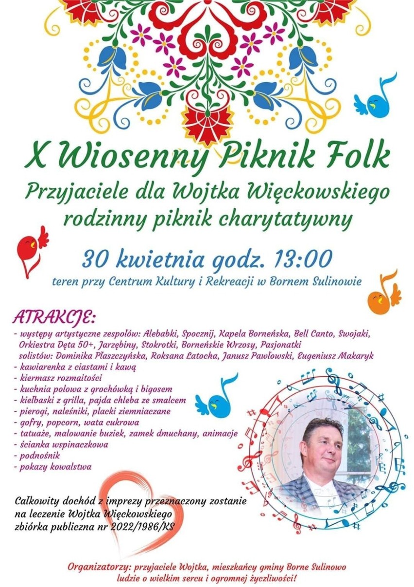 Piknik Folk w Bornem Sulinowie ze wsparciem dla Wojtka Więckowskiego. Zaproszenie [zdjęcia]