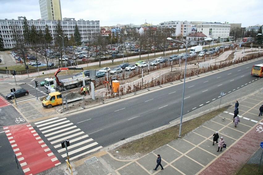 Kontrowersyjny Ogród Wolności w Kielcach ma wejście z napisem. Prace spowodowały duże korki. Zobacz zdjęcia