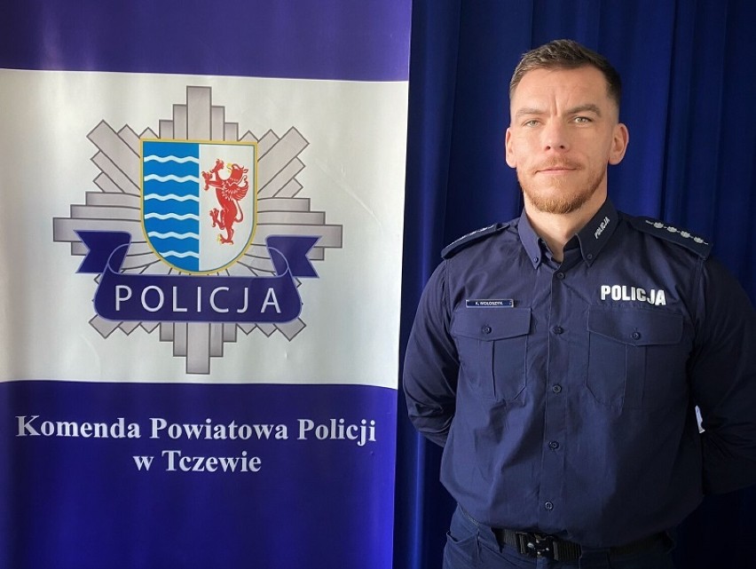 Policjant z tczewskiej jednostki błyskawicznie udzielił pomocy mężczyźnie który stracił przytomność