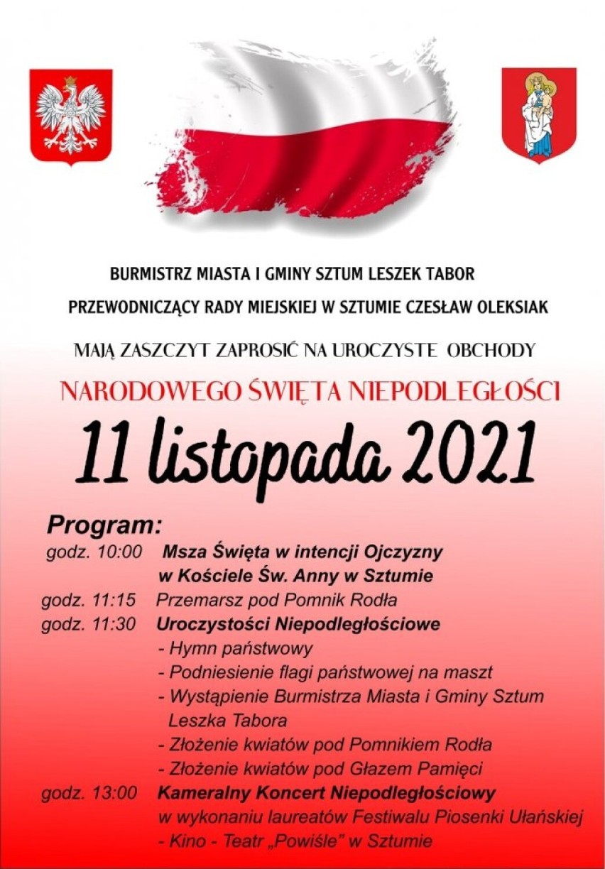 Powiat sztumski. Narodowe Święto Niepodległości można obchodzić wspólnie. Oto program uroczystości w Sztumie i Dzierzgoniu