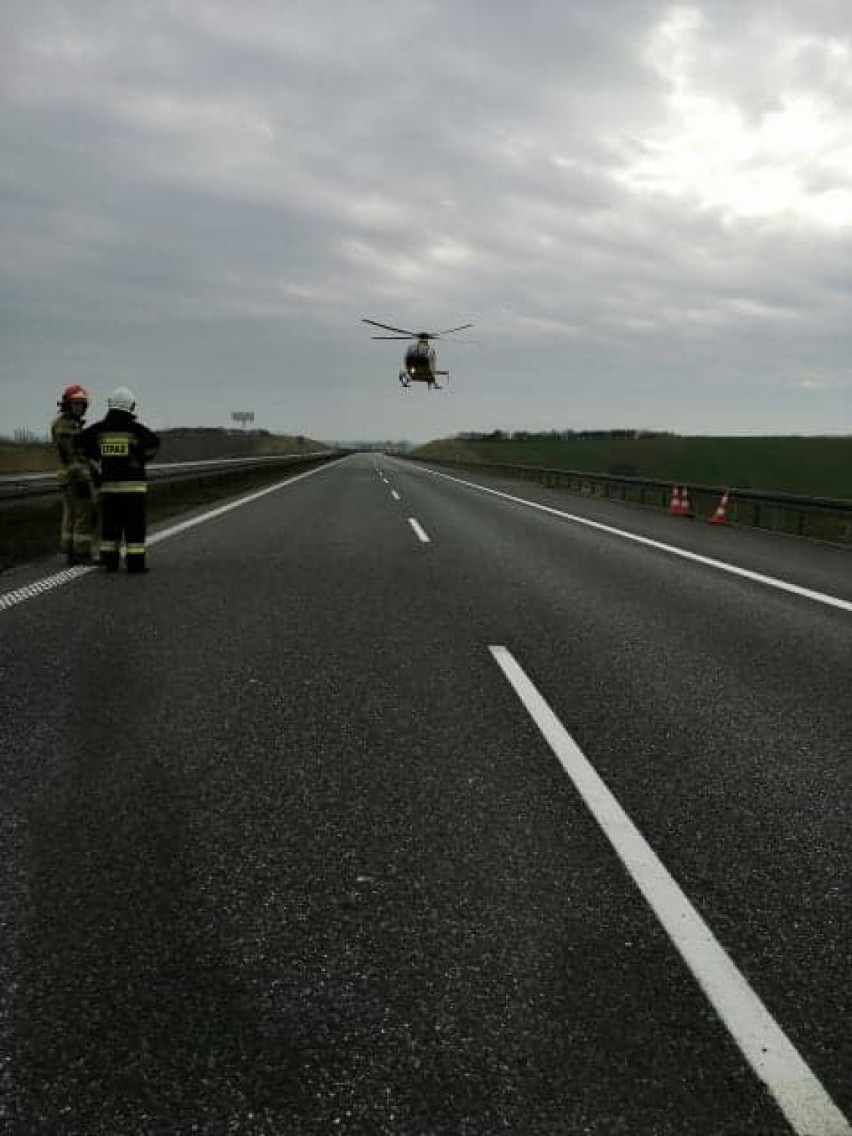 Wypadek na A1 na wysokości Nowej Cerkwi niedaleko Gniewa ZDJĘCIA