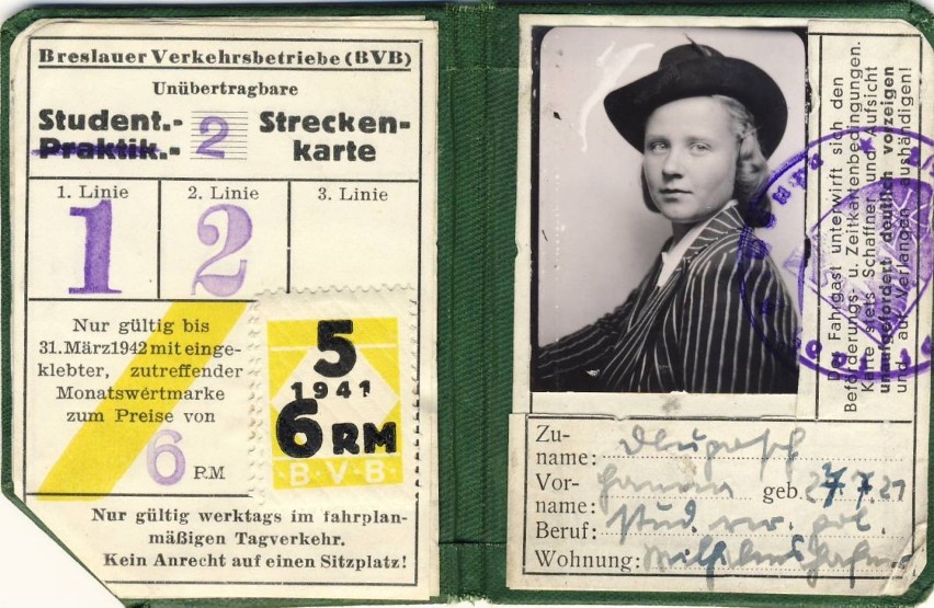 Bilet studencki z lat 40. XX wieku (bilet ze zbiorów Rafała...