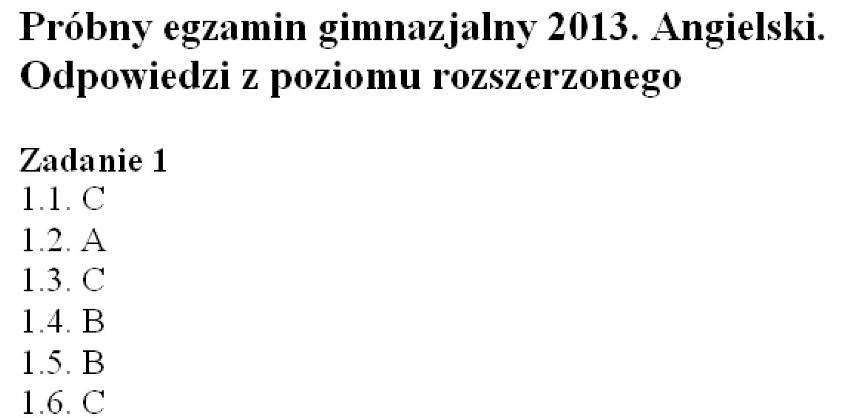 EGZAMIN GIMNAZJALNY OPERON 2012/2013: JĘZYK ANGIELSKI -...