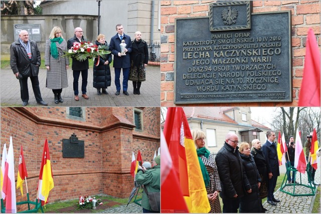 Tak przebiegała włocławska uroczystość przy tablicy poświęconej ofiarom katastrofy w Smoleńsku, 7 kwietnia 2023 roku.