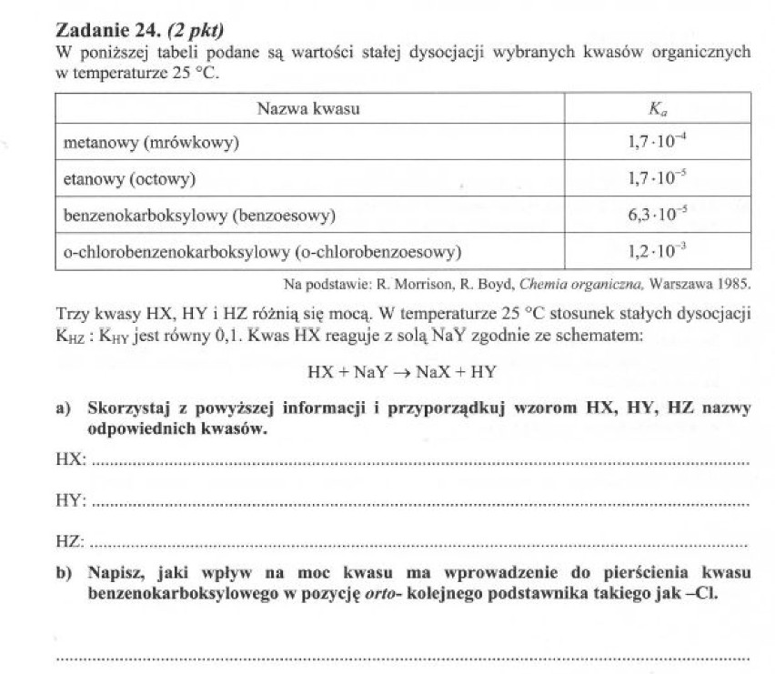 CHEMIA - ARKUSZ - POZIOM ROZSZERZONY