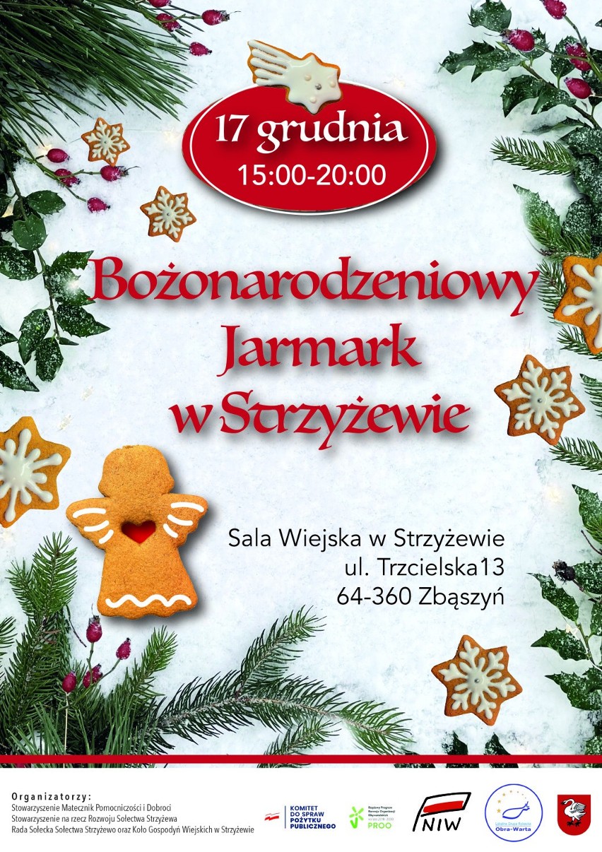 Bożonarodzeniowy Jarmark w Strzyżewie, już dzisiaj - 17 grudnia 2022. Przyjdź i swoim zakupem wesprzyj niepubliczną szkołę podstawową