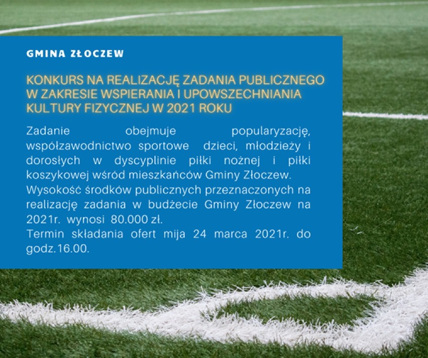 Otwarty konkurs ofert na upowszechnianie sportu ogłoszony w gminie Złoczew