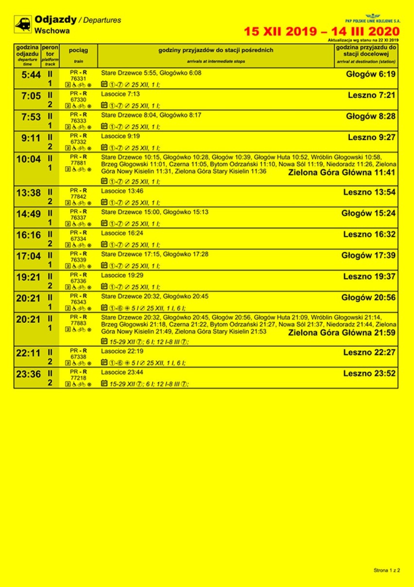 Znamy rozkład jazdy pociągów na trasie Leszno - Wschowa - Głogów