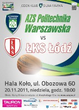 Tauron Basket Liga: 20 listopada AZS Politechnika Warszawska podejmie ŁKS Łódź