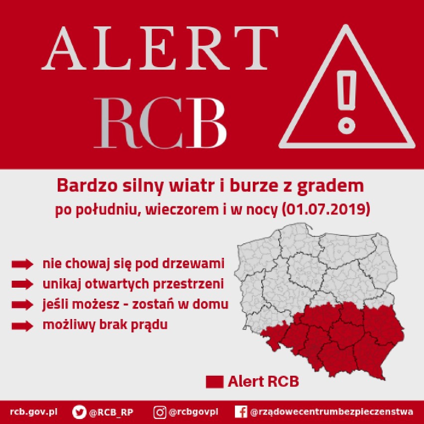 Burze z gradem w woj. śląskim [1 lipca 2019]. W porywach do 115 km/h, możliwe... trąby powietrzne! Ostrzeżenie IMGW