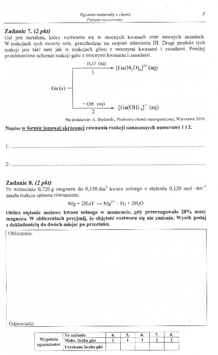 Matura 2014 z chemii - poziom podstawowy arkusze