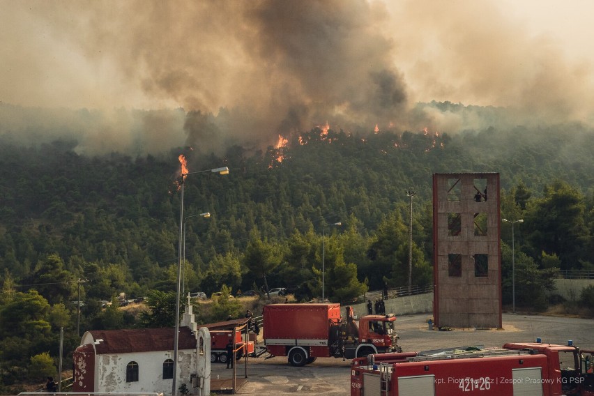 Misja Grecja 2021. Polscy strażacy walczą z ogniem pod Atenami. "Sytuacja pożarowa jest bardzo trudna"
