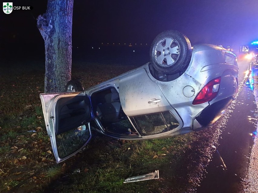 DW 307: Opel dachował i uderzył w drzewo