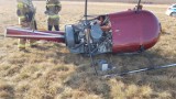 Na terenie lotniska w Lubinie rozbił się cywilny śmigłowiec! Ranny został pilot maszyny