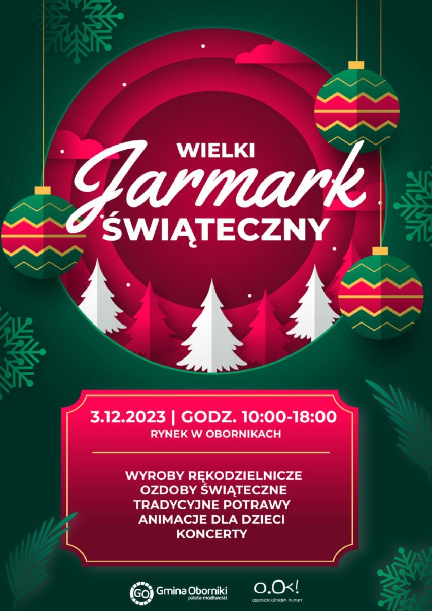 Plakat Wielkiego Jarmarku Świątecznego w Obornikach