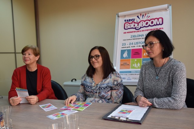 Konferencja prasowa na temat BabyBoom "Od niemowlaka do przedszkolaka" z udziałem Beaty Tojzy, Sylwii Misiak i Wandy Śledzińskiej - Zielona Góra 20 listopada 2019