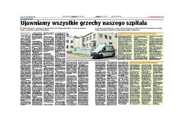 Artykuł dot. nieprawidłowości w szpitalu można przeczytać 1.06 w Dzienniku Powiatu Bytowskiego