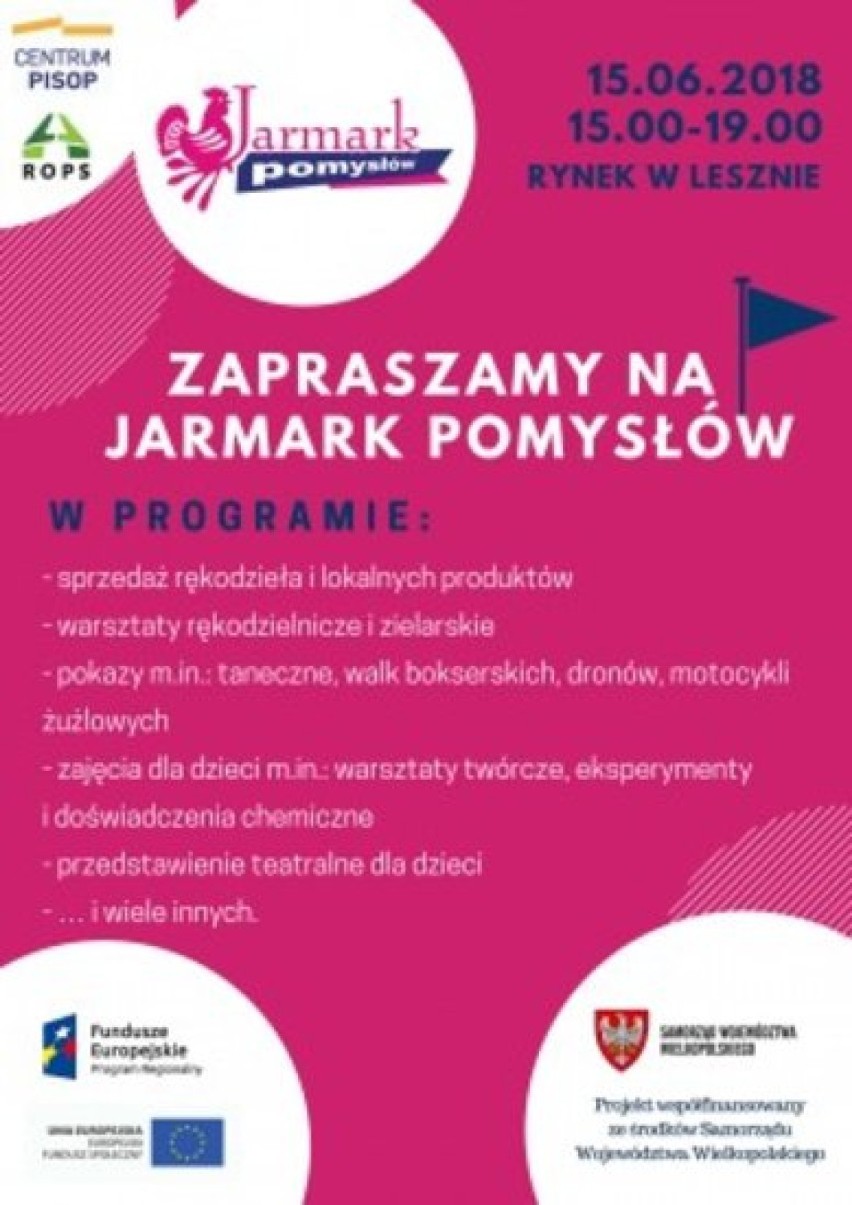 Jarmark Pomysłów - 15 czerwca, Rynek w Lesznie, godz. 15.00...