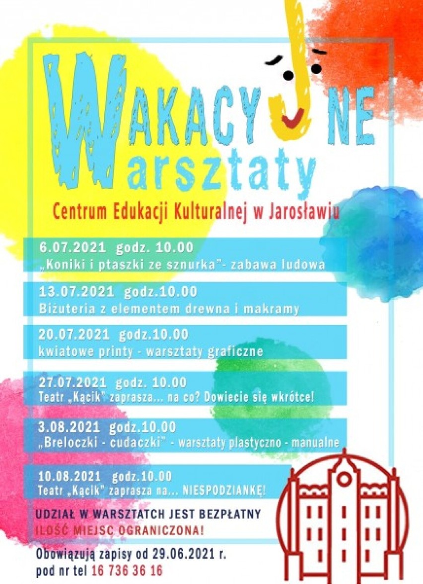 Centrum Edukacji Kulturalnej w Jarosławiu zaprasza na Wakacyjne Warsztaty