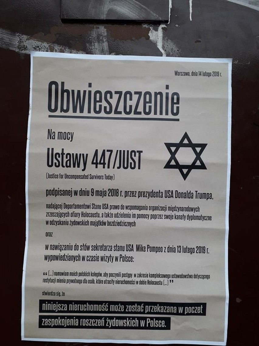 Niebuszewo: Plakaty straszące przed żydowskimi roszczeniami. O co chodzi? 