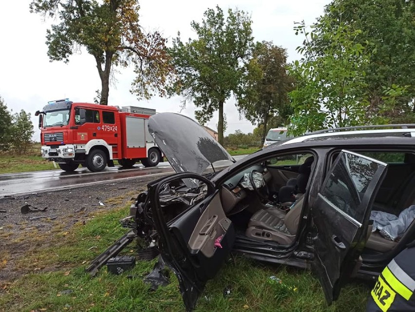 Wypadek w Krasiku na drodze krajowej nr 74 w powiecie opoczyńskim. Jedna osoba ranna [ZDJĘCIA]