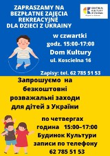 Centrum Kultury w Sycowie zaprasza na zajęcia dzieci z Ukrainy
